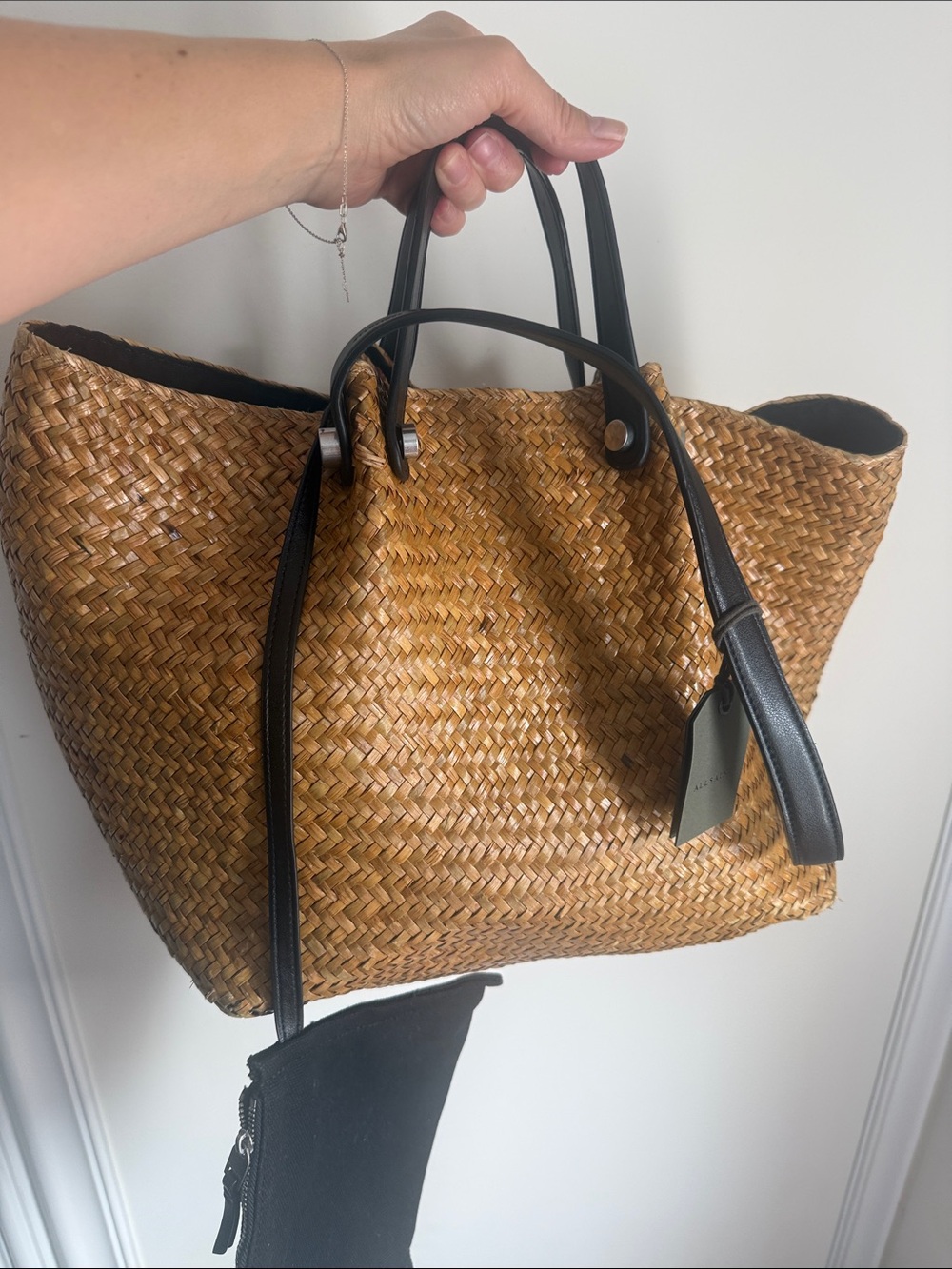 AllSaints allington straw tote in natural - Picture 11 of 12